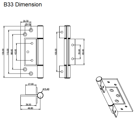 HInge B33 dimension