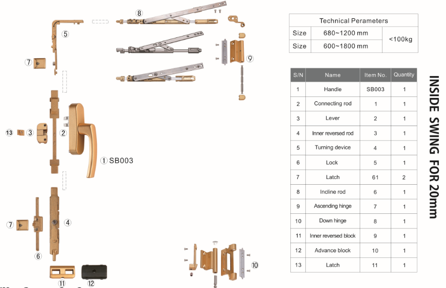 durable aluminum door and window accessories
